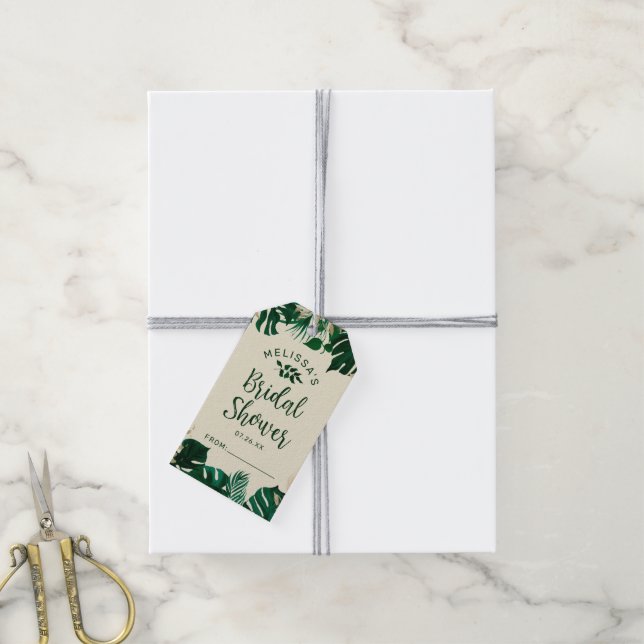 Tropical Themed Foliage Chic Display Bridal Shower Gift Tags (With Twine)