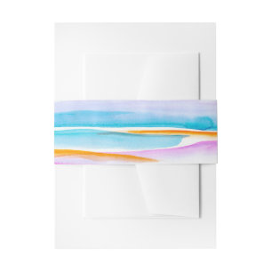 Tropical tide lines abstract art wedding invitation belly band