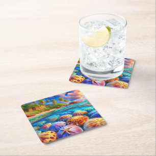 Tropical Tide Treasures Square Paper Coaster