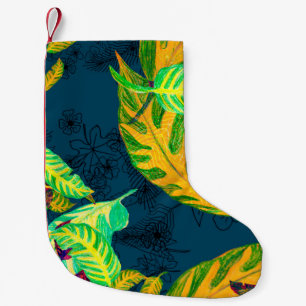 Tropical Tie Dye Blue Gouache. Tropical Pattern. G Small Christmas Stocking