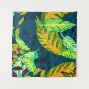 Tropical Tie Dye Blue Gouache. Tropical Pattern. G Tapestry
