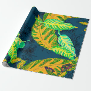 Tropical Tie Dye Blue Gouache. Tropical Pattern. G Wrapping Paper