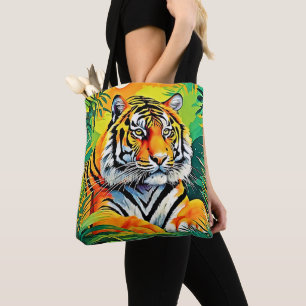 Tropical Tiger Art Tote Bag