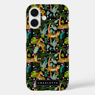 Tropical Tiger Black Jungle Safari Cats iPhone 16 Case