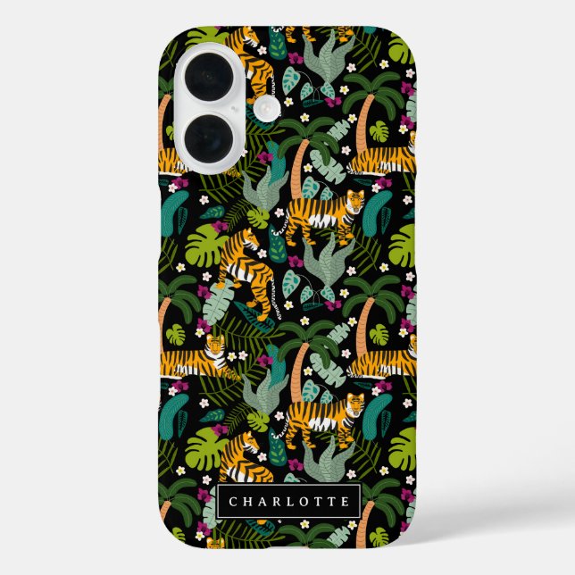 Tropical Tiger Black Jungle Safari Cats Case-Mate iPhone Case (Back)
