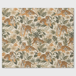 Tropical Tiger Botanical Wrapping Paper