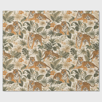 Tropical Tiger Botanical Wrapping Paper
