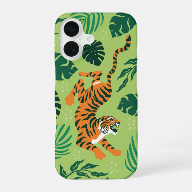 Tropical Tiger iPhone 16 Case (Back)
