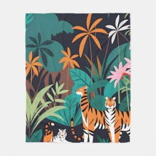 Tropical Tiger Trio Fleece Blanket