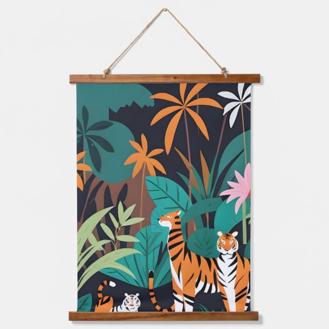 Tropical Tiger Trio Hanging Tapestry (Front)