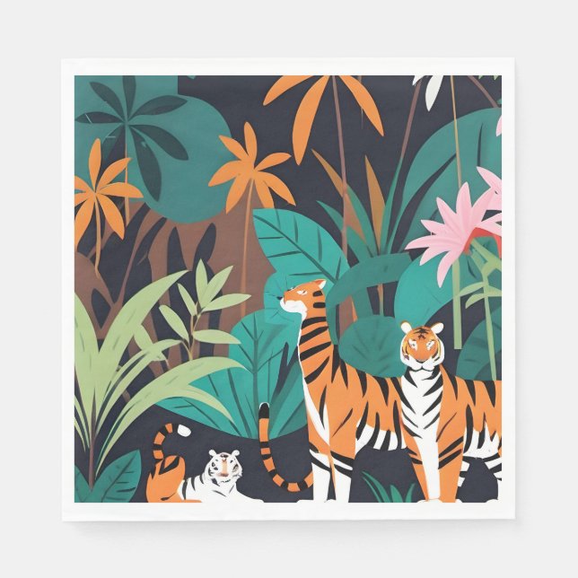 Tropical Tiger Trio Napkin (Front)