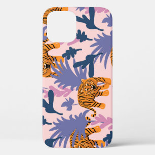 Tropical Tigers Jungle Vintage Pattern iPhone 12 Case