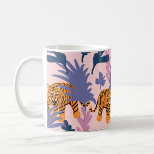 Tropical Tigers Jungle Vintage Pattern Coffee Mug