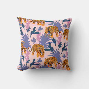 Tropical Tigers Jungle Vintage Pattern Cushion