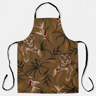 Tropical Tigers Paradise Flower Pattern Apron