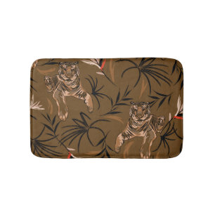 Tropical Tigers Paradise Flower Pattern Bath Mat