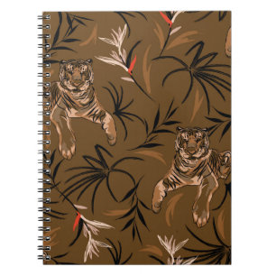 Tropical Tigers Paradise Flower Pattern Notebook