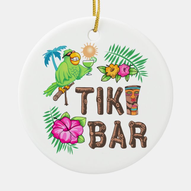 TROPICAL TIKI BAR CERAMIC ORNAMENT (Front)