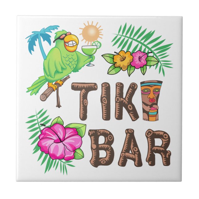 TROPICAL TIKI BAR CERAMIC TILE (Front)