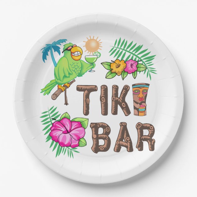 TROPICAL TIKI BAR PAPER PLATE (Front)