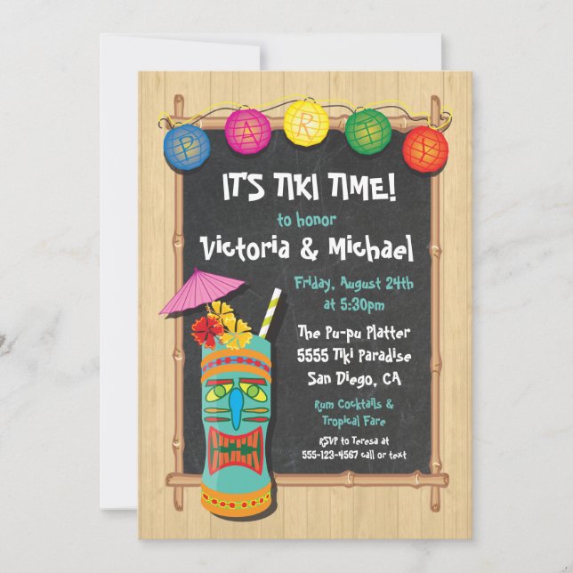 Tropical Tiki Luau Party Invitations (Front)
