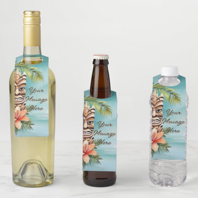 Tropical Tiki Party Bottle Tag (In Situ)