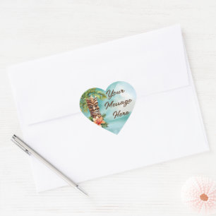 Tropical Tiki Party Heart Sticker