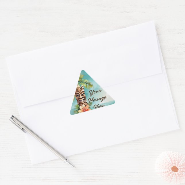 Tropical Tiki Party Triangle Sticker (Envelope)
