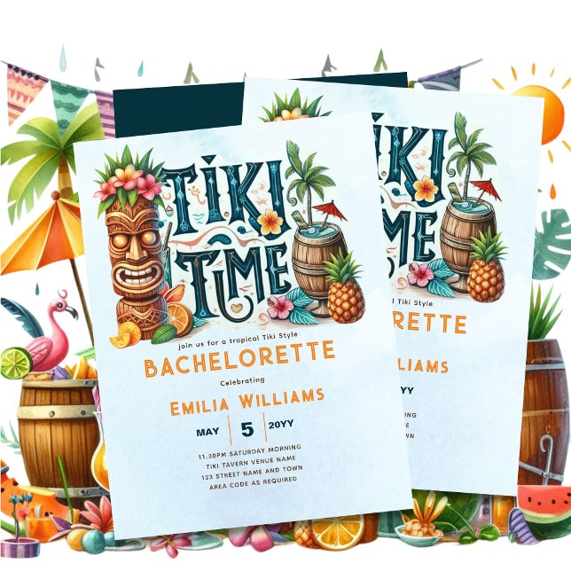 Tropical Tiki Party Wedding Luau Bridal Shower  Invitation (Creator Uploaded)