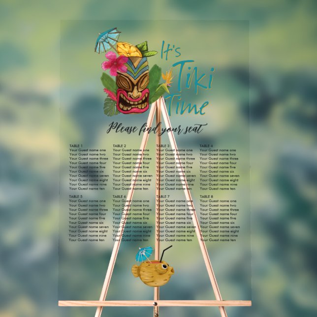 Tropical Tiki Time Luau Summer Beach Wedding Acrylic Sign (Neutral)