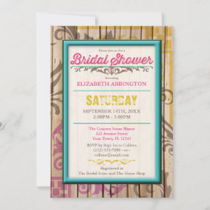 Tropical Tiki Wood Tattoo Bridal Shower Invitation