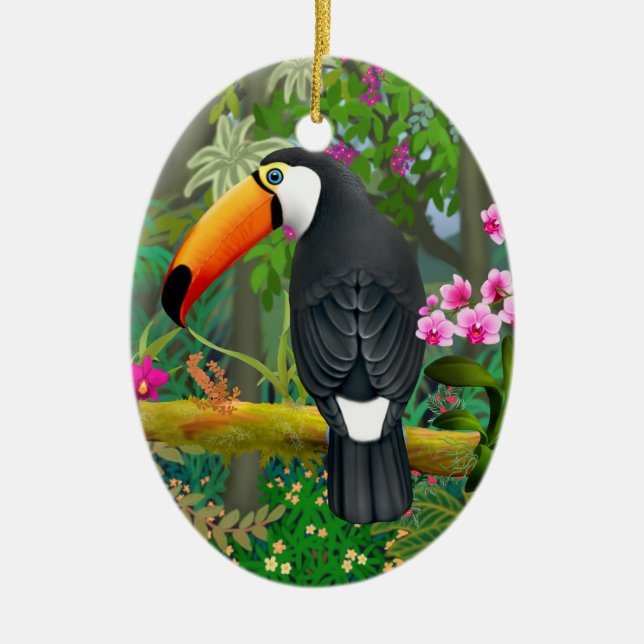 Tropical Toco Toucan Bird Ornament (Front)