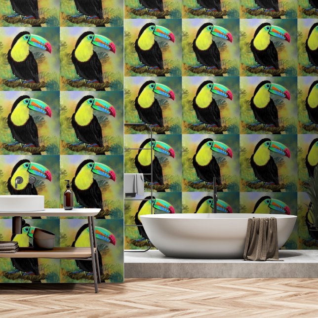 Tropical Toco Toucan Wallpaper (Bathroom)