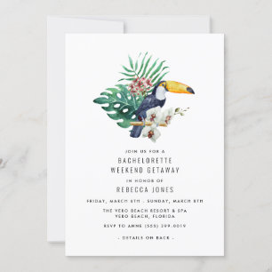 Tropical Toucan Beach Bachelorette Weekend Getaway Invitation