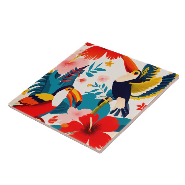 Tropical Toucan bird art tile (Side)