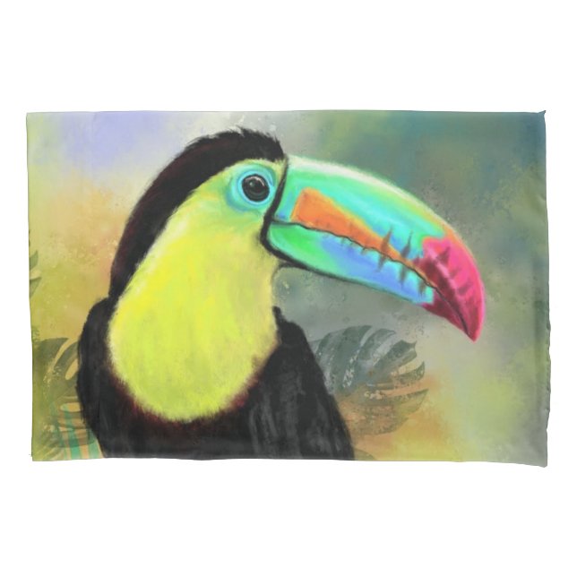 Tropical Toucan Bird Pillow Case (Front)