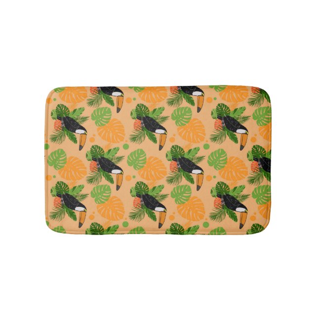 Tropical Toucan Bird Seamless Pattern Bath Mat (Front)