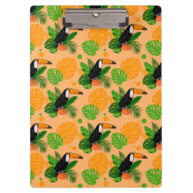 Tropical Toucan Bird Seamless Pattern Clipboard (Front)