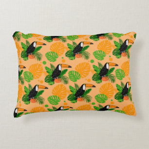 Tropical Toucan Bird Seamless Pattern Decorative Cushion