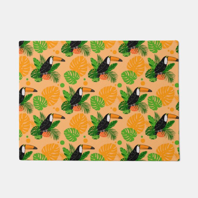 Tropical Toucan Bird Seamless Pattern Doormat (Front)