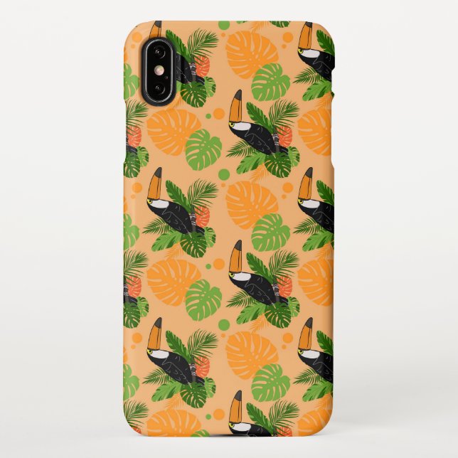 Tropical Toucan Bird Seamless Pattern iPhone Case (Back)