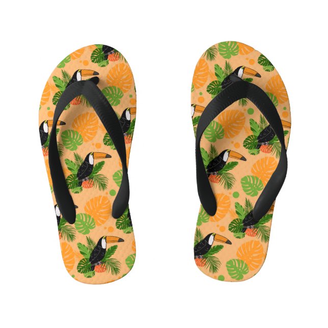 Tropical Toucan Bird Seamless Pattern Kid's Thongs (Footbed)