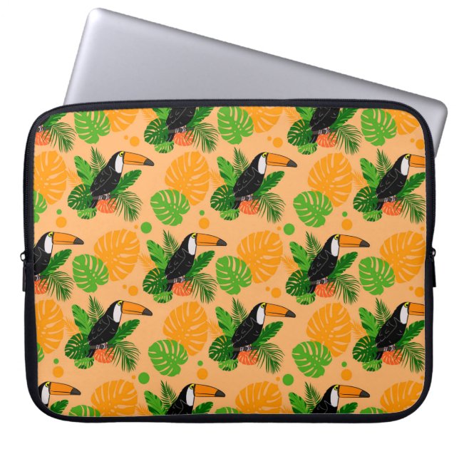 Tropical Toucan Bird Seamless Pattern Laptop Sleeve (Front)
