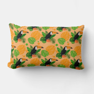 Tropical Toucan Bird Seamless Pattern Lumbar Cushion