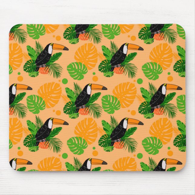 Tropical Toucan Bird Seamless Pattern Mouse Pad (Front)