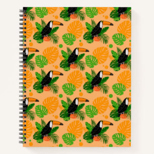 Tropical Toucan Bird Seamless Pattern Notebook