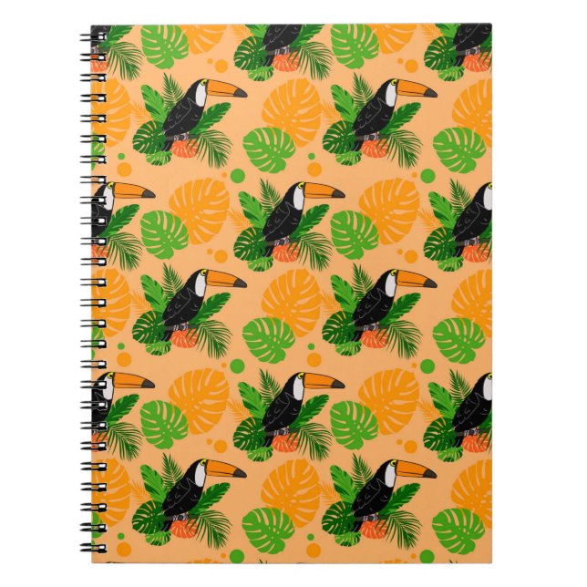 Tropical Toucan Bird Seamless Pattern Notebook (Front)