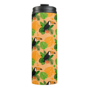 Tropical Toucan Bird Seamless Pattern Thermal Tumbler