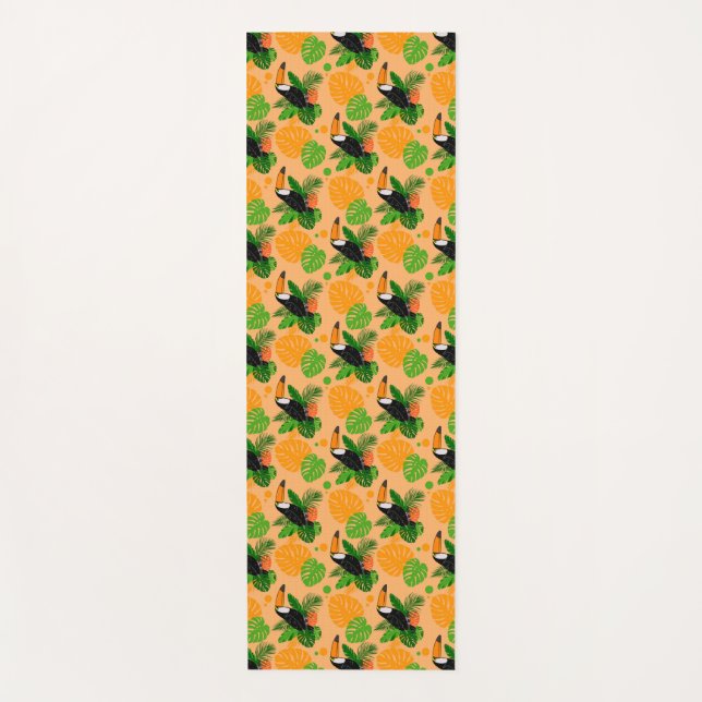 Tropical Toucan Bird Seamless Pattern Yoga Mat (Front)