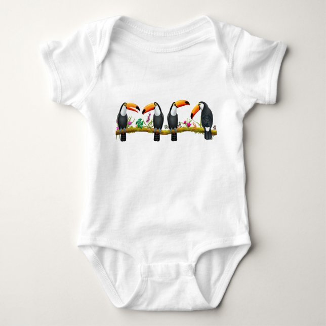 Tropical Toucan Birds Baby One Piece Baby Bodysuit (Front)
